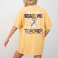 You Can't Scare Me I'm A Teacher Halloween Costume Women's Comfort Colors T-Shirt Back Print Mustard