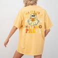 You Can't Scare Me I Teach Pre-K Halloween Teacher Ghost Women's Comfort Colors T-Shirt Back Print Mustard