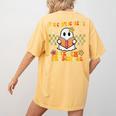 You Can't Scare Me I Teach Preschool Ghost Halloween Teacher Women's Comfort Colors T-Shirt Back Print Mustard