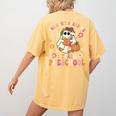You Can't Scare Me I Teach Preschool Teacher Team Halloween Women's Comfort Colors T-Shirt Back Print Mustard