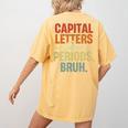 Capital Letters And Periods Bruh Teacher Grammar Kids Women's Comfort Colors T-Shirt Back Print Mustard