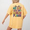 My Cat Ate My Lesson Plans Teacher Cat Humor Women's Comfort Colors T-Shirt Back Print Mustard My Cat Ate My Lesson Plans Teacher Cat Humor Women's Comfort Colors T-Shirt Back Print Mustard