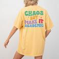 Chaos But Make It Academic Teacher Back To School Women's Comfort Colors T-Shirt Back Print Mustard