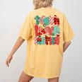 Christmas Coquette Bow Teacher Teach Love Inspire Women's Comfort Colors T-Shirt Back Print Mustard