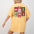 Christmas Teacher Stamps Women's Comfort Colors T-Shirt Back Print Mustard