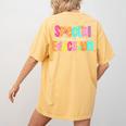 Color Special Education Squad Groovy Dream Team SPED Teacher Women's Comfort Colors T-Shirt Back Print Mustard