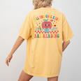 All The Cool Kids Are Reading Book Reading Teacher School Women's Comfort Colors T-Shirt Back Print Mustard