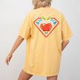 Cute Distressed Super Teacher Superhero Apple Women's Comfort Colors T-Shirt Back Print Mustard Cute Distressed Super Teacher Superhero Apple Women's Comfort Colors T-Shirt Back Print Mustard