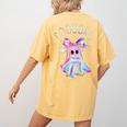 Cute Ghost Book Reading Halloween Teacher Top Girls Women Women's Comfort Colors T-Shirt Back Print Mustard