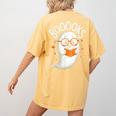Cute Ghost Book Reading Halloween Teacher Women's Comfort Colors T-Shirt Back Print Mustard Cute Ghost Book Reading Halloween Teacher Women's Comfort Colors T-Shirt Back Print Mustard