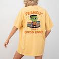 Cute Halloween Teacher Librarian Frankenstein Reading Books Women's Comfort Colors T-Shirt Back Print Mustard