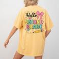 Cute Hello Second Grade Back To School Coquette Teacher Girl Women's Comfort Colors T-Shirt Back Print Mustard Cute Hello Second Grade Back To School Coquette Teacher Girl Women's Comfort Colors T-Shirt Back Print Mustard