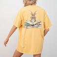 Cute Reading Bunny Glasses Books Bookworm Reader Teacher Women's Comfort Colors T-Shirt Back Print Mustard