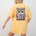 Cute Reading Owl Book Lover Teacher Librarian Bookworm Women's Comfort Colors T-Shirt Back Print Mustard Cute Reading Owl Book Lover Teacher Librarian Bookworm Women's Comfort Colors T-Shirt Back Print Mustard