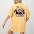 Cute Teacher With Apple Retro Teacher Kids Back To School Women's Comfort Colors T-Shirt Back Print Mustard Cute Teacher With Apple Retro Teacher Kids Back To School Women's Comfort Colors T-Shirt Back Print Mustard