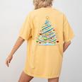 DNA Helix Christmas Tree Scientist Biology Science Teacher Women's Comfort Colors T-Shirt Back Print Mustard