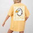 Eagles School Sports Fan Team Spirit Teacher Parent Student Women's Comfort Colors T-Shirt Back Print Mustard