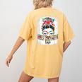 Early Head Start Life Messy Bun Back To School Teacher Women Women's Comfort Colors T-Shirt Back Print Mustard