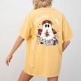 Espooky Vibes Maestra Halloween Spanish Mexican Teacher Women's Comfort Colors T-Shirt Back Print Mustard
