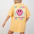 Everyone Communicates Differently Autism Awareness Teacher Women's Comfort Colors T-Shirt Back Print Mustard Everyone Communicates Differently Autism Awareness Teacher Women's Comfort Colors T-Shirt Back Print Mustard