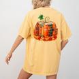 Fall Book Autumn Reading Teacher Halloween Pumpkin Season Women's Comfort Colors T-Shirt Back Print Mustard