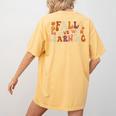Fall In Love With Learning Autum Thanksgiving Teacher Kids Women's Comfort Colors T-Shirt Back Print Mustard