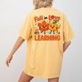 Fall In Love With Learning Thanksgiving Teacher Student Kids Women's Comfort Colors T-Shirt Back Print Mustard