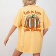 Fall In Love With Reading Pumpkin Autumn Librarians Teacher Women's Comfort Colors T-Shirt Back Print Mustard Fall In Love With Reading Pumpkin Autumn Librarians Teacher Women's Comfort Colors T-Shirt Back Print Mustard