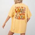 Fall In Love With Science Math Teacher Fall Thanksgiving Women's Comfort Colors T-Shirt Back Print Mustard