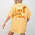 Fall In Love With Teaching 1st Grade Teacher Thanksgiving For Men Women Girls Kids Women's Comfort Colors T-Shirt Back Print Mustard