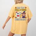 Are You Fall O Ween Directions Halloween Teacher Ghost Women's Comfort Colors T-Shirt Back Print Mustard