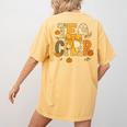 Fall Teacher Pumpkin Coquette Bow Autumn Classroom Women's Comfort Colors T-Shirt Back Print Mustard Fall Teacher Pumpkin Coquette Bow Autumn Classroom Women's Comfort Colors T-Shirt Back Print Mustard