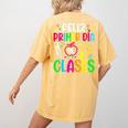 Feliz Primer Dia De Clases Kids Girl Teacher Spanish School Women's Comfort Colors T-Shirt Back Print Mustard