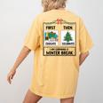 First Educate Then Celebrate Christmas Teacher Winter Break Women's Comfort Colors T-Shirt Back Print Mustard