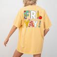Fri Yay Teacher Happy Friday Friyay Weekend Back To School Women's Comfort Colors T-Shirt Back Print Mustard
