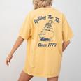 Fun 4th Of July Spilling The Tea Since 1773 History Teacher Women's Comfort Colors T-Shirt Back Print Mustard