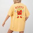 Fun Teacher Happy Fri Yay French Fries Friday Lovers Women's Comfort Colors T-Shirt Back Print Mustard