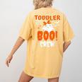 Girl Toddler Boo Crew Daycare Teacher Halloween Party Women's Comfort Colors T-Shirt Back Print Mustard