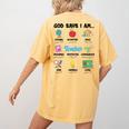 God Says Im Teacher Christian Back To School Religious Women's Comfort Colors T-Shirt Back Print Mustard God Says Im Teacher Christian Back To School Religious Women's Comfort Colors T-Shirt Back Print Mustard