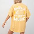 Some Grandpas Play Bingo Real Grandpas Teach Music Teacher Women's Comfort Colors T-Shirt Back Print Mustard