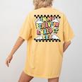 Groovy ABA RBT Therapist In My Behavior Analyst Era Teacher Women's Comfort Colors T-Shirt Back Print Mustard