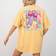 Groovy Teacher Cute Coquette Bow Flower Retro Back To School Women's Comfort Colors T-Shirt Back Print Mustard
