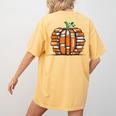 Halloween Books Pumpkin Reading Teacher Fall Men Women Women's Comfort Colors T-Shirt Back Print Mustard