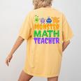 Halloween Monster Math Teacher Men Women Women's Comfort Colors T-Shirt Back Print Mustard