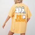 Halloween PE Teacher Shirt Can't Scare Me Women's Comfort Colors T-Shirt Back Print Mustard
