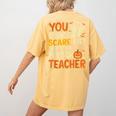 Halloween Preschool Teacher You Can't Scare Me Im A Teacher Women's Comfort Colors T-Shirt Back Print Mustard