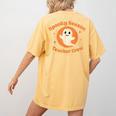 Halloween Teacher Crew Spooky Season Retro Ghost Women's Comfort Colors T-Shirt Back Print Mustard