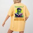 Halloween Teacher Librarian Frankenstein Reading Books Women's Comfort Colors T-Shirt Back Print Mustard Halloween Teacher Librarian Frankenstein Reading Books Women's Comfort Colors T-Shirt Back Print Mustard