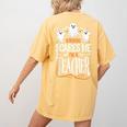Halloween Teacher Nothing Scares Me Women Men Teachers Women's Comfort Colors T-Shirt Back Print Mustard