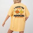 Halloween Teacher I Teach The Cutest Pumpkins In The Patch Women's Comfort Colors T-Shirt Back Print Mustard